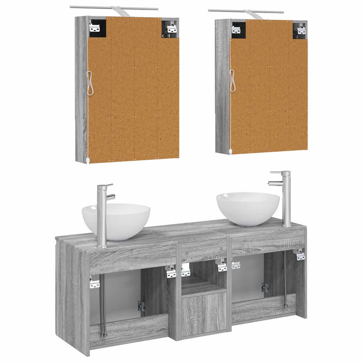 Badeværelsesskabsæt 5 pcs Grå Sonoma 50 x 14,5 x 70 cm
