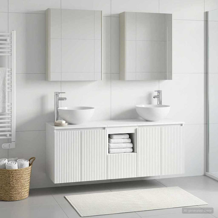 Badeværelsesskabsæt 5 pcs Hvid 53 x 15,5 x 70 cm