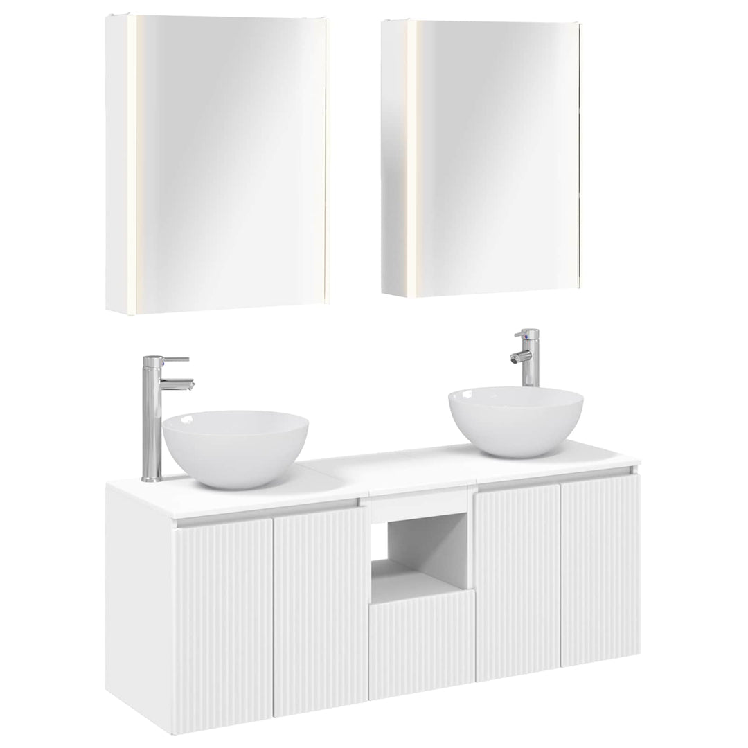 Badeværelsesskabsæt 5 pcs Hvid 53 x 15,5 x 70 cm