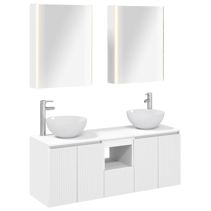 Badeværelsesskabsæt 5 pcs Hvid 53 x 15,5 x 70 cm