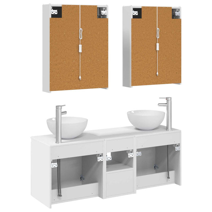 Badeværelsesskabsæt 5 pcs Hvid 53 x 15,5 x 70 cm