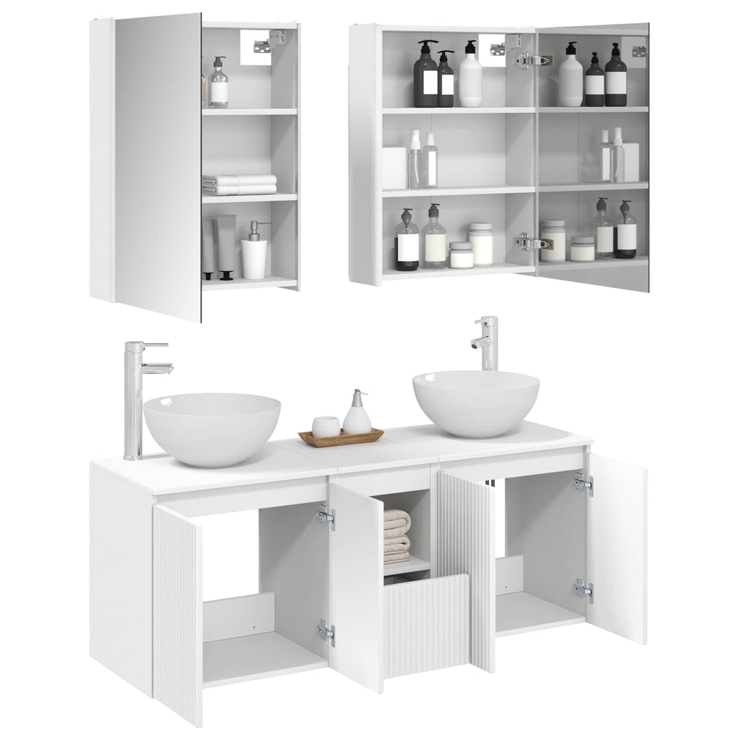 Badeværelsesskabsæt 5 pcs Hvid 53 x 15,5 x 70 cm