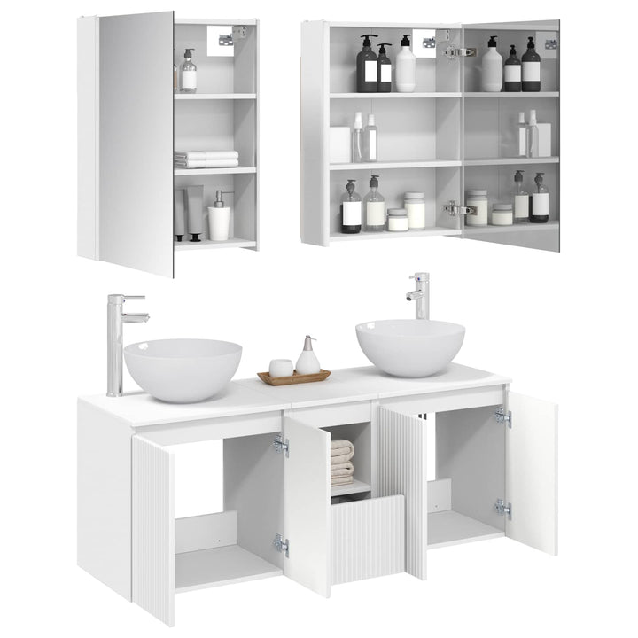 Badeværelsesskabsæt 5 pcs Hvid 53 x 15,5 x 70 cm