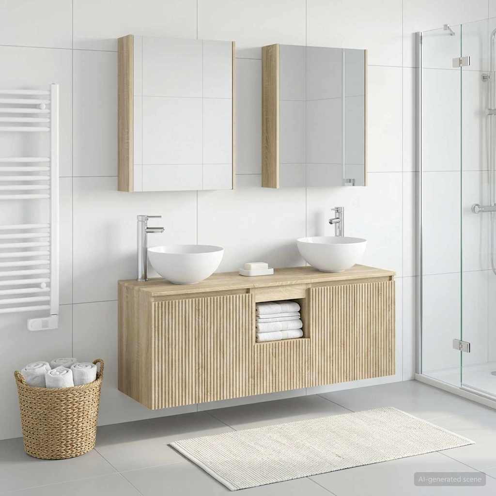 Badeværelsesskabsæt 5 pcs Sonoma-eg 53 x 15,5 x 70 cm