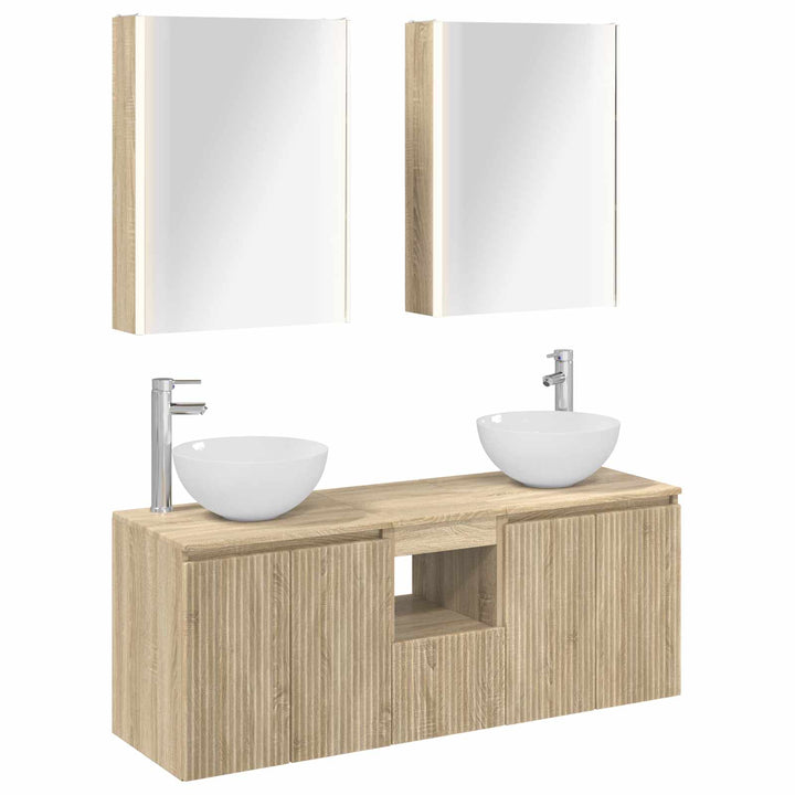 Badeværelsesskabsæt 5 pcs Sonoma-eg 53 x 15,5 x 70 cm