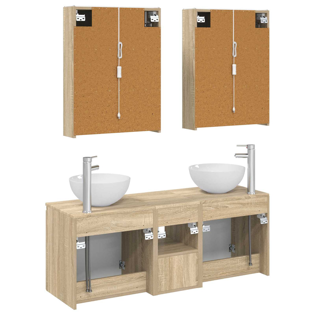 Badeværelsesskabsæt 5 pcs Sonoma-eg 53 x 15,5 x 70 cm