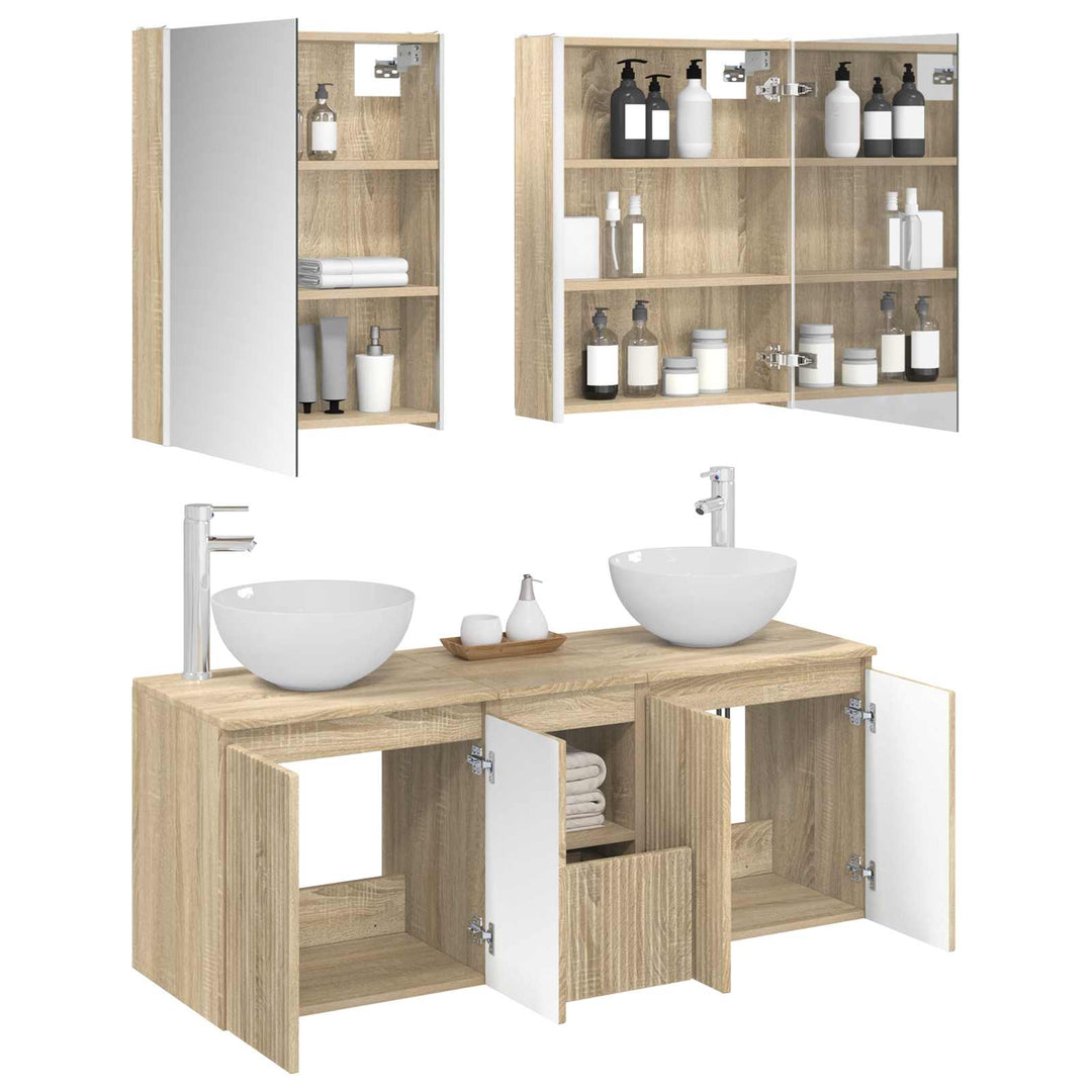 Badeværelsesskabsæt 5 pcs Sonoma-eg 53 x 15,5 x 70 cm