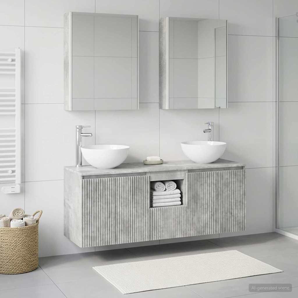 Badeværelsesskabsæt 5 pcs Betongrå 53 x 15,5 x 70 cm