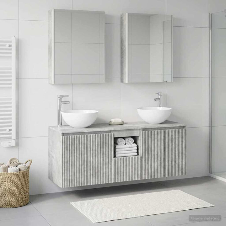 Badeværelsesskabsæt 5 pcs Betongrå 53 x 15,5 x 70 cm