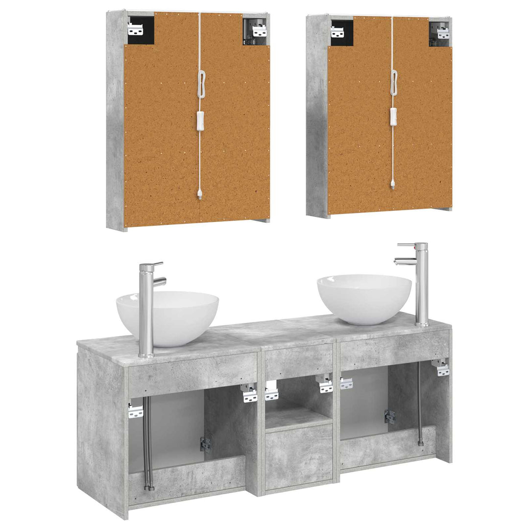 Badeværelsesskabsæt 5 pcs Betongrå 53 x 15,5 x 70 cm