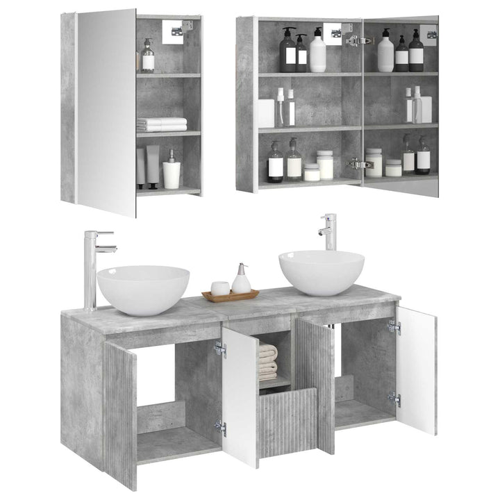 Badeværelsesskabsæt 5 pcs Betongrå 53 x 15,5 x 70 cm