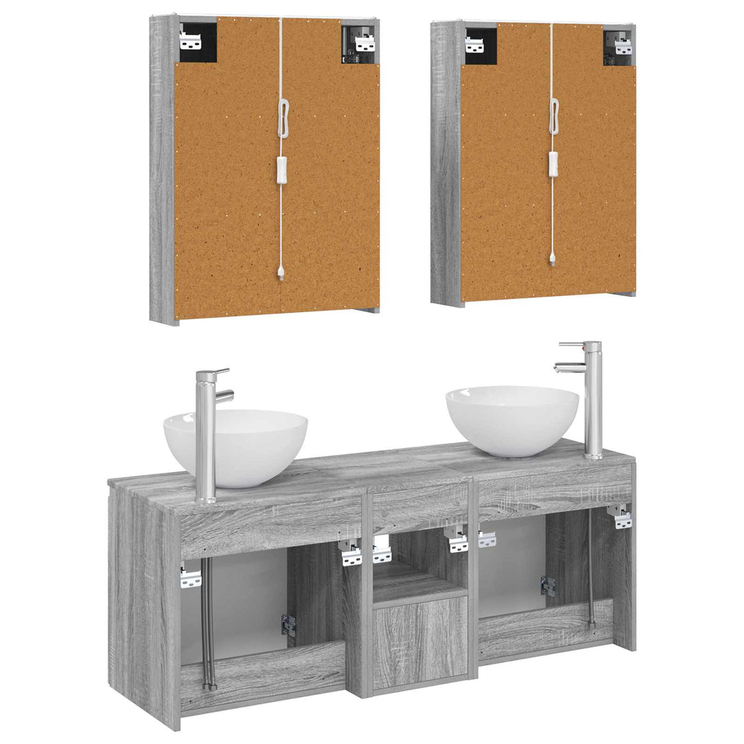 Badeværelsesskabsæt 5 pcs Grå Sonoma 53 x 15,5 x 70 cm