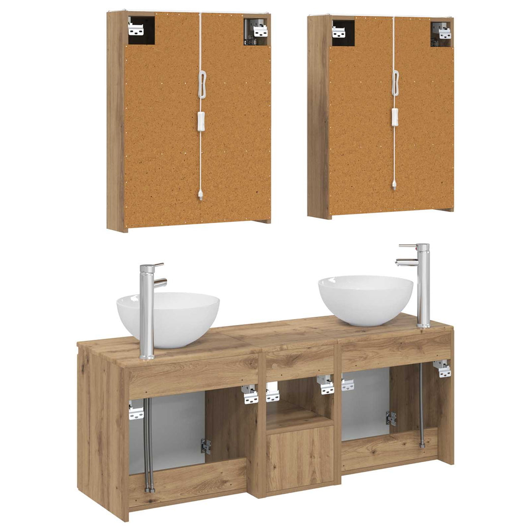 Badeværelsesskabsæt 5 pcs Artisan-eg 53 x 15,5 x 70 cm