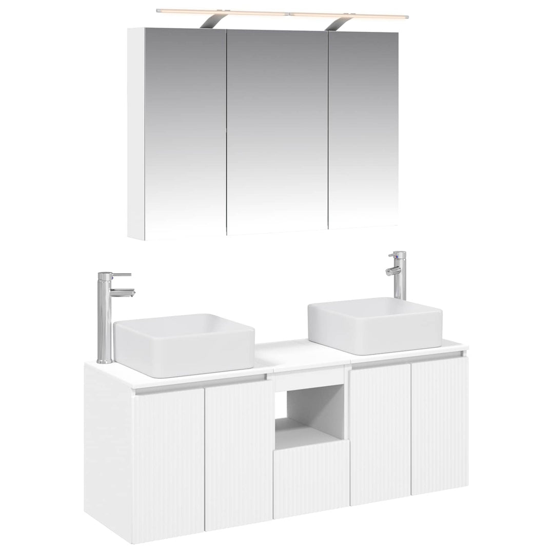 Badeværelsesskabsæt 4 pcs Hvid 100 x 14,5 x 70 cm
