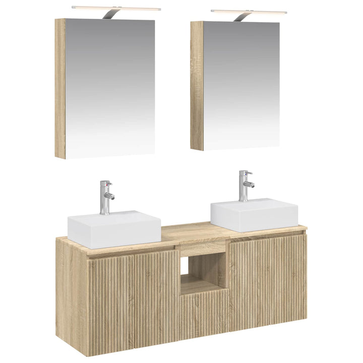 Badeværelsesskabsæt 5 pcs Sonoma-eg Konstrueret træ
