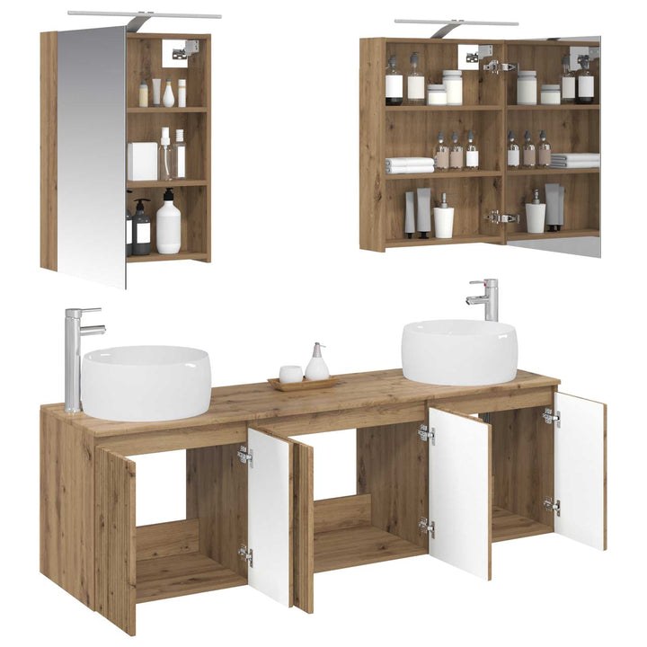 Badeværelsesskabsæt 5 pcs Artisan-eg Konstrueret træ