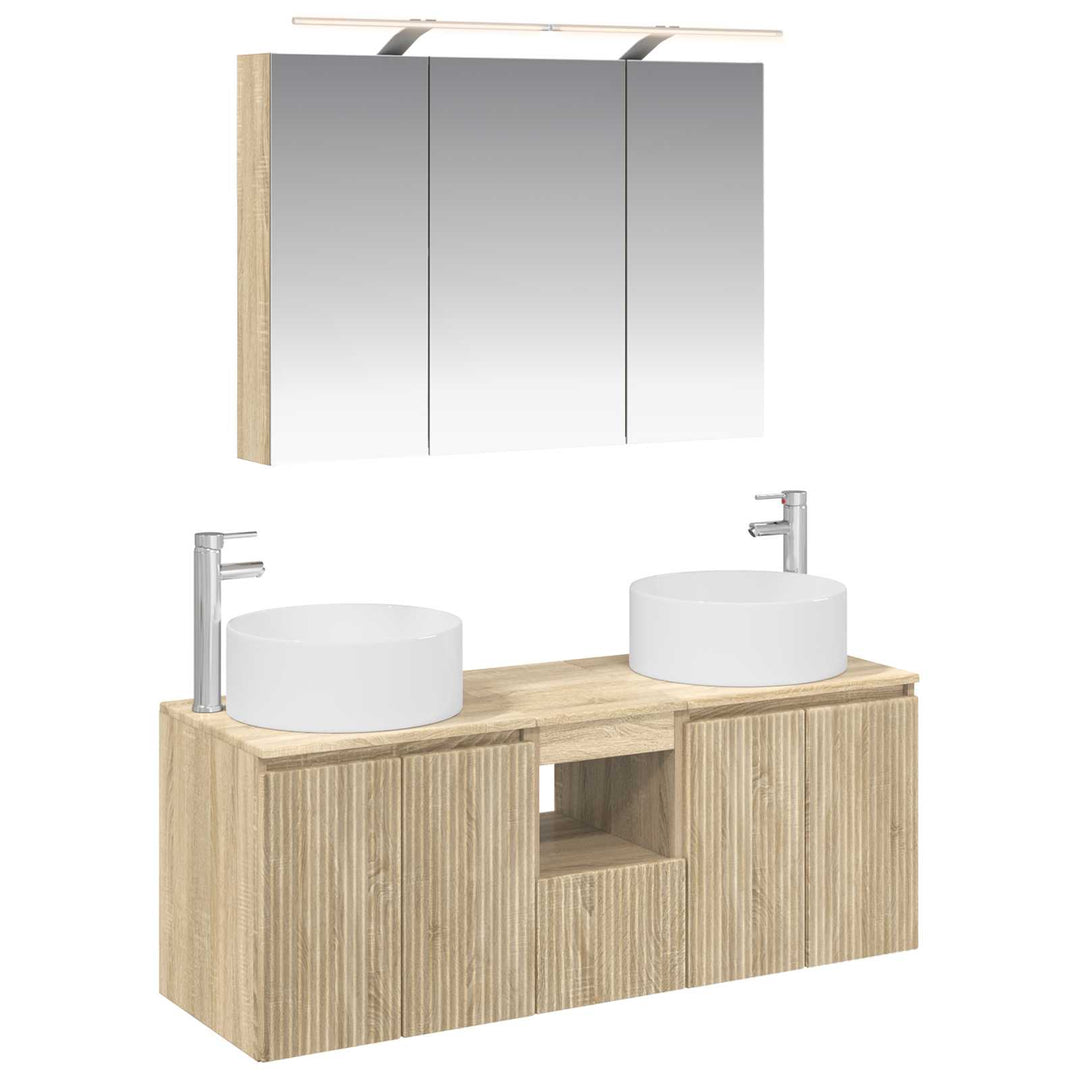 Badeværelsesskabsæt 4 pcs Sonoma-eg 100 x 14,5 x 70 cm