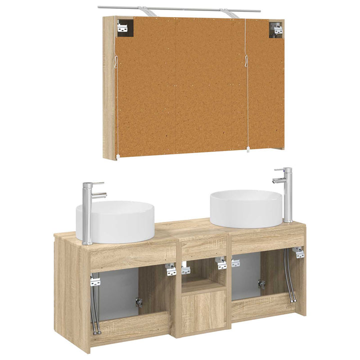 Badeværelsesskabsæt 4 pcs Sonoma-eg 100 x 14,5 x 70 cm