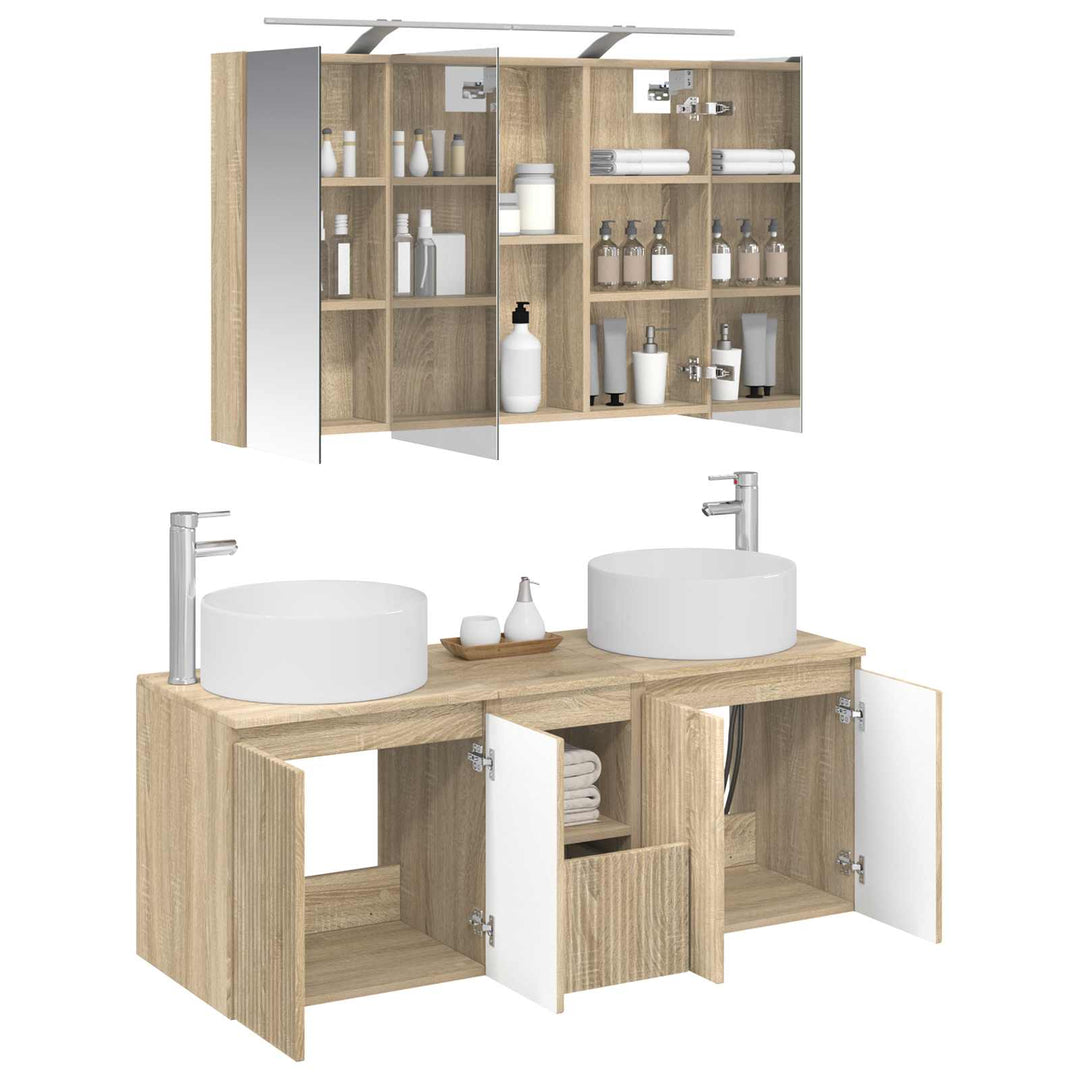 Badeværelsesskabsæt 4 pcs Sonoma-eg 100 x 14,5 x 70 cm