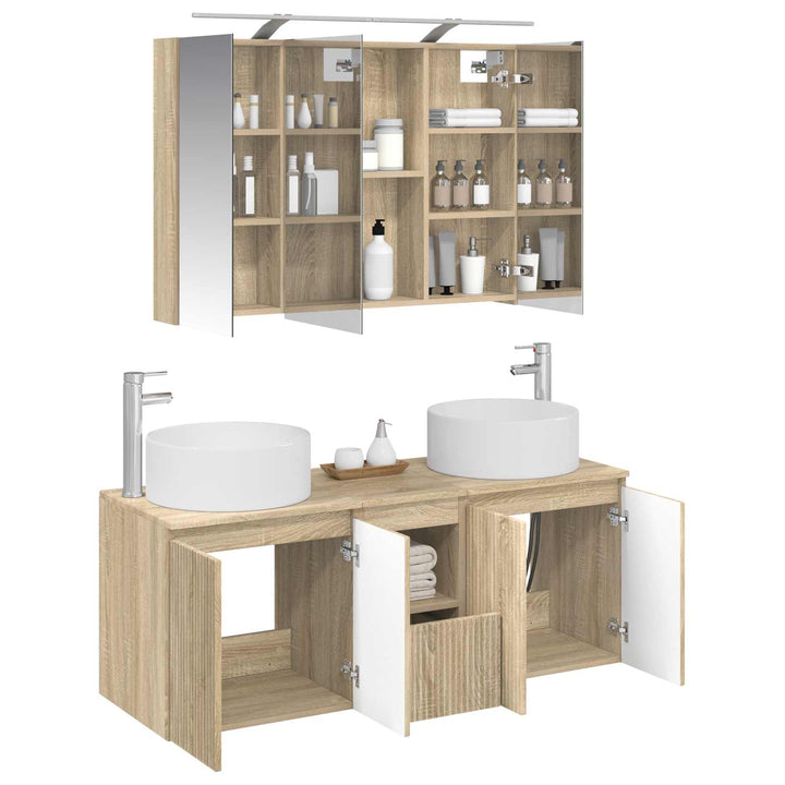 Badeværelsesskabsæt 4 pcs Sonoma-eg 100 x 14,5 x 70 cm