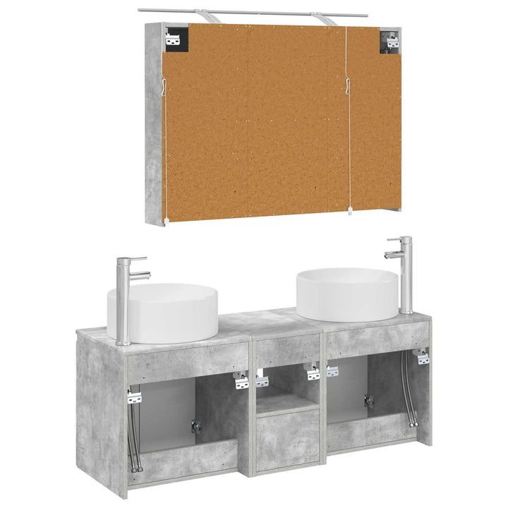 Badeværelsesskabsæt 4 pcs Betongrå 100 x 14,5 x 70 cm