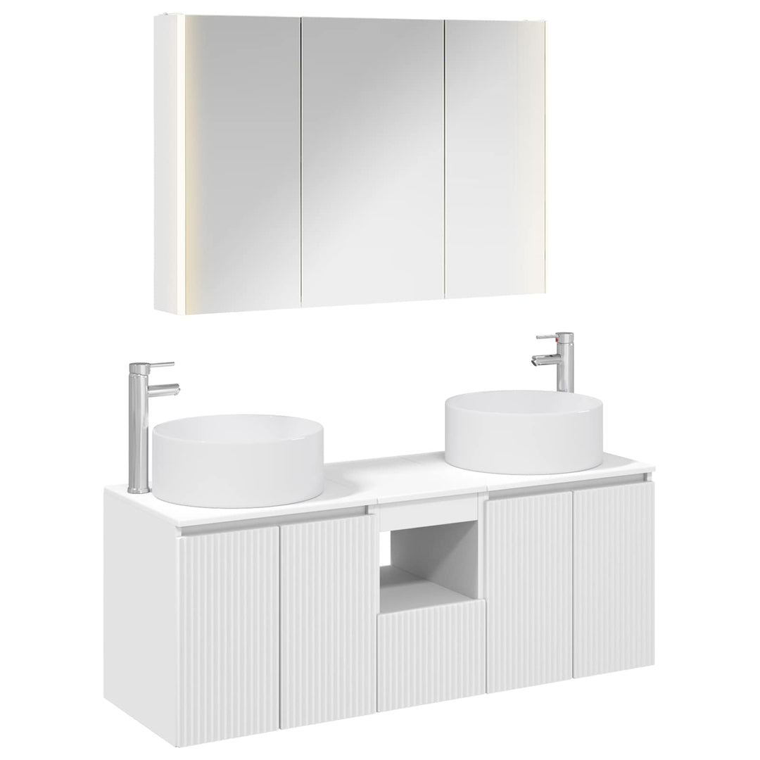 Badeværelsesskabsæt 4 pcs Hvid 103,5 x 15,5 x 70 cm