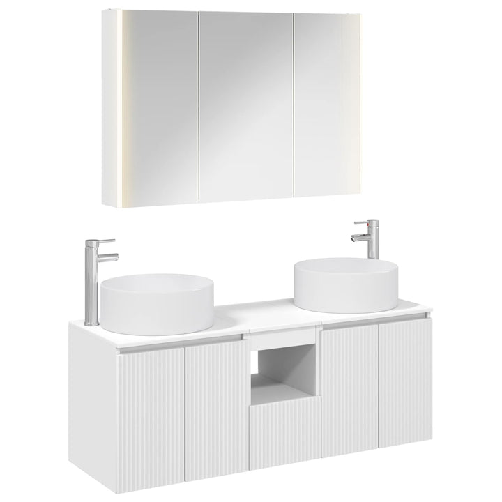 Badeværelsesskabsæt 4 pcs Hvid 103,5 x 15,5 x 70 cm
