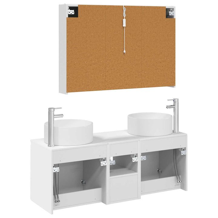 Badeværelsesskabsæt 4 pcs Hvid 103,5 x 15,5 x 70 cm