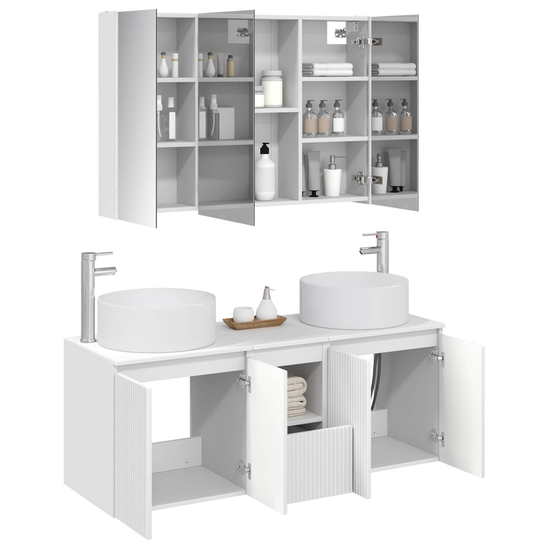Badeværelsesskabsæt 4 pcs Hvid 103,5 x 15,5 x 70 cm