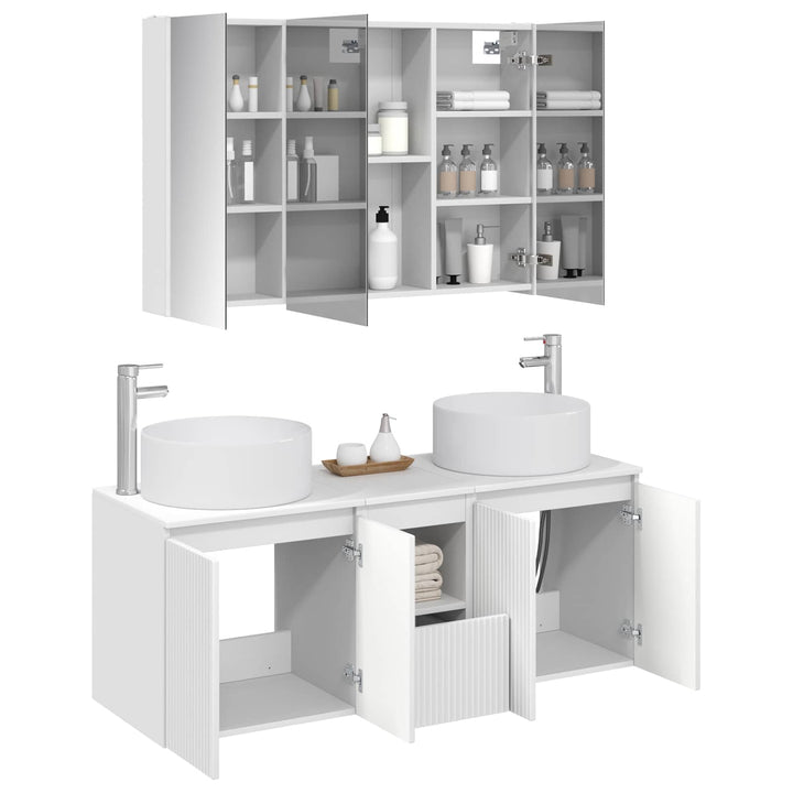 Badeværelsesskabsæt 4 pcs Hvid 103,5 x 15,5 x 70 cm