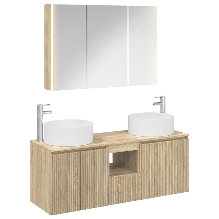Badeværelsesskabsæt 4 pcs Sonoma-eg 103,5 x 15,5 x 70 cm