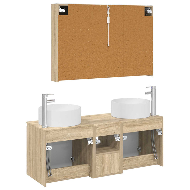 Badeværelsesskabsæt 4 pcs Sonoma-eg 103,5 x 15,5 x 70 cm