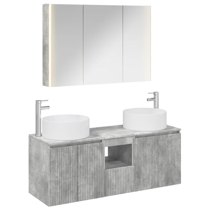 Badeværelsesskabsæt 4 pcs Betongrå 103,5 x 15,5 x 70 cm