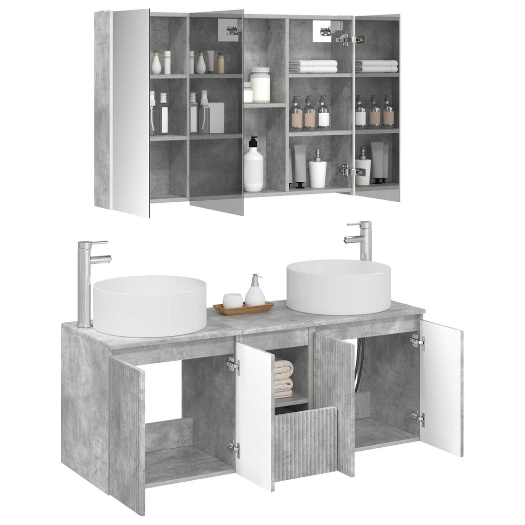Badeværelsesskabsæt 4 pcs Betongrå 103,5 x 15,5 x 70 cm