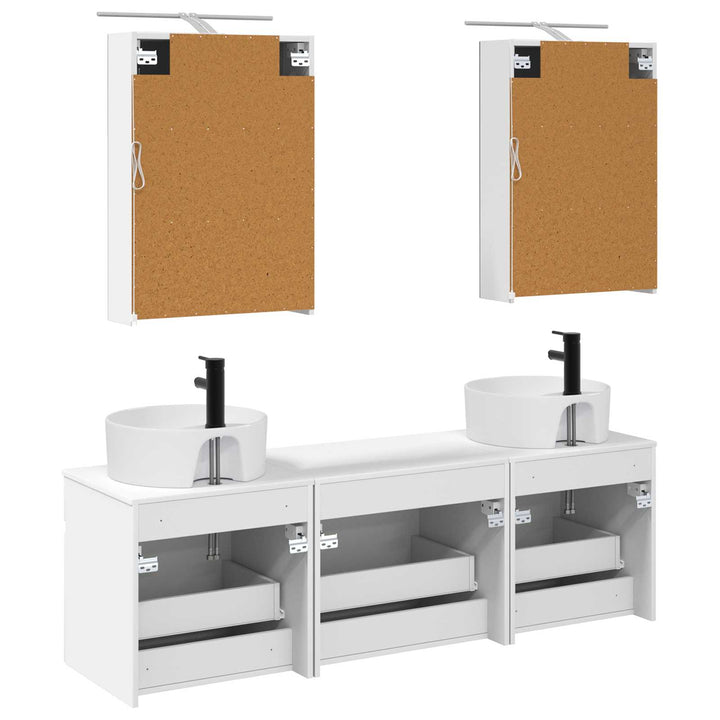 Badeværelsesskabsæt 5 pcs Hvid 50 x 14,5 x 70 cm