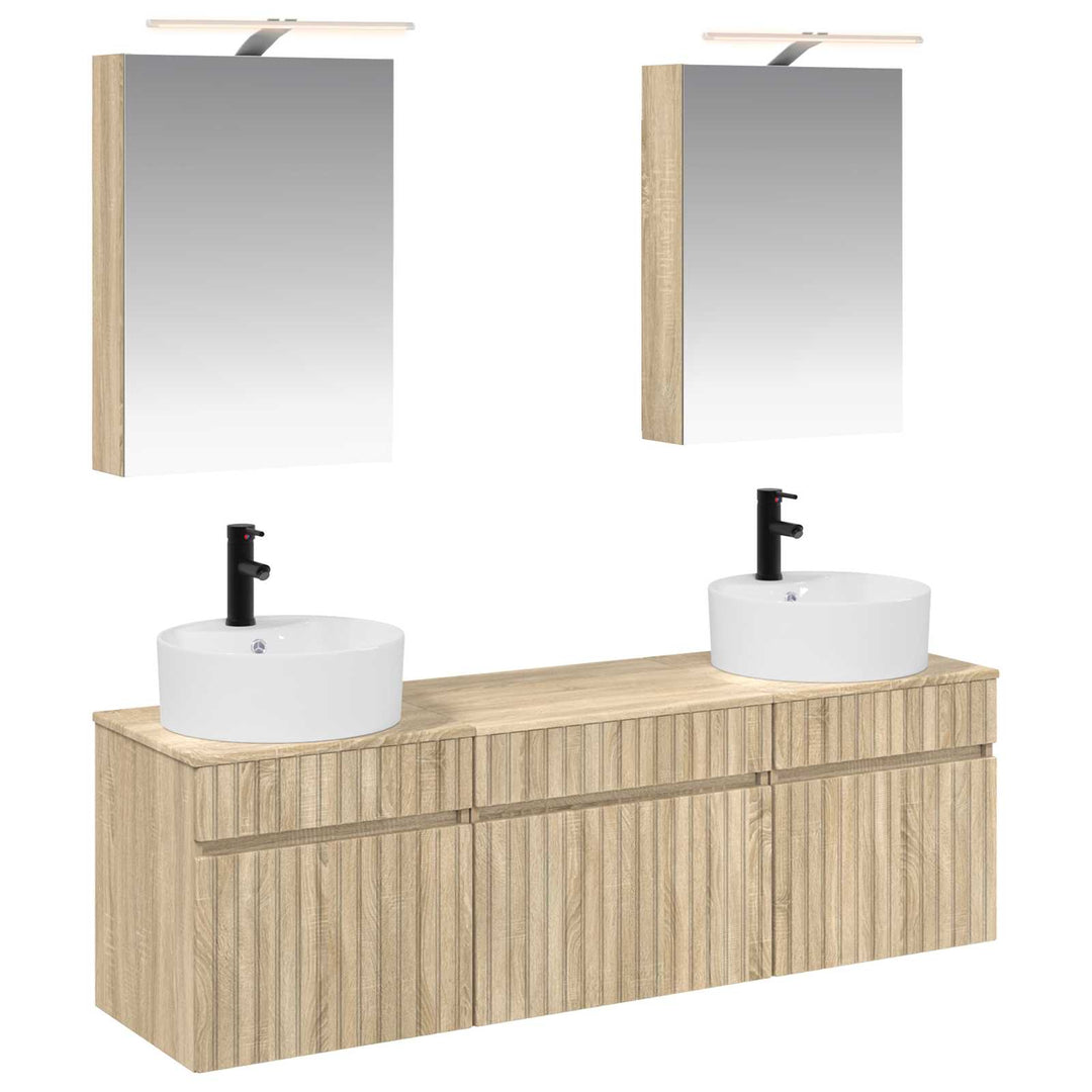 Badeværelsesskabsæt 5 pcs Sonoma-eg 50 x 14,5 x 70 cm