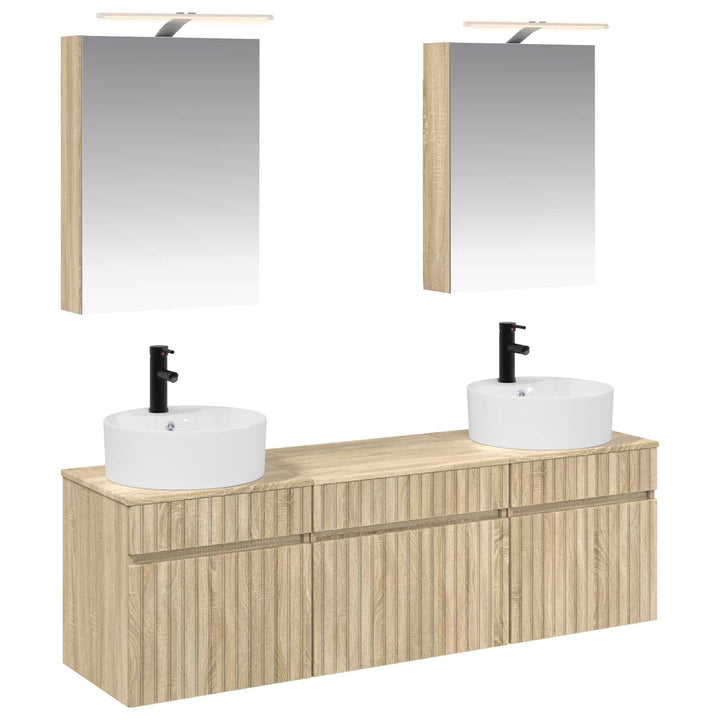 Badeværelsesskabsæt 5 pcs Sonoma-eg 50 x 14,5 x 70 cm