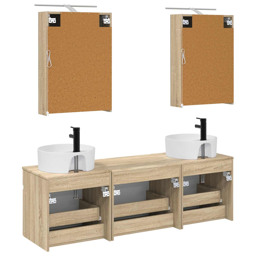 Badeværelsesskabsæt 5 pcs Sonoma-eg 50 x 14,5 x 70 cm