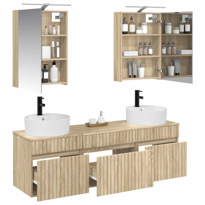 Badeværelsesskabsæt 5 pcs Sonoma-eg 50 x 14,5 x 70 cm