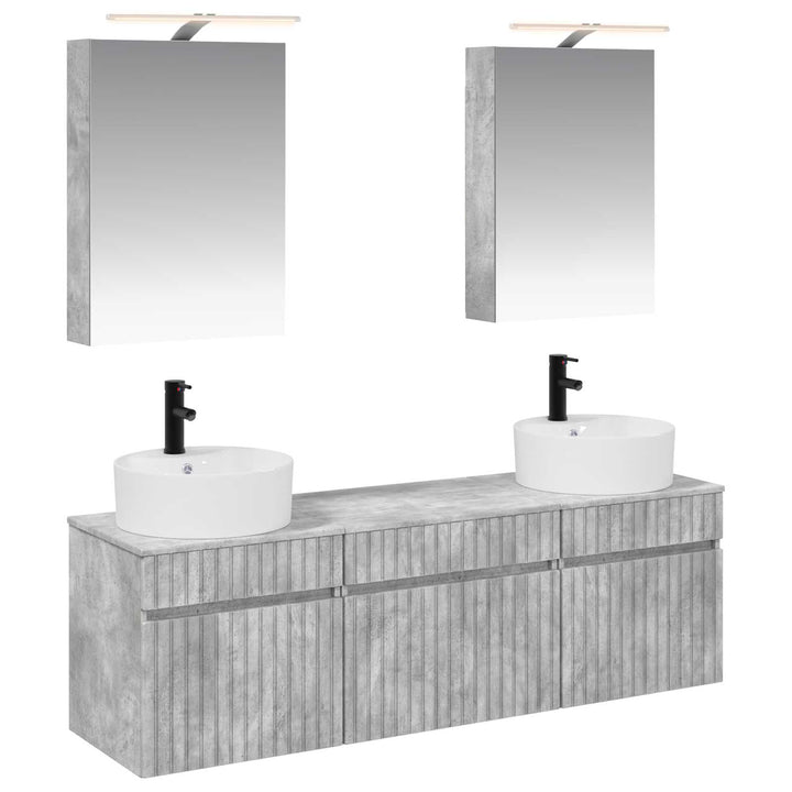 Badeværelsesskabsæt 5 pcs Betongrå 50 x 14,5 x 70 cm
