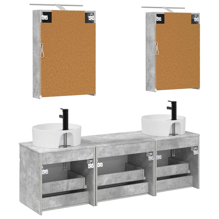 Badeværelsesskabsæt 5 pcs Betongrå 50 x 14,5 x 70 cm