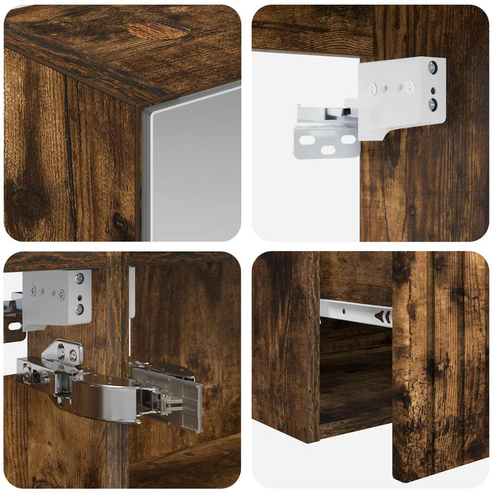 Badeværelsesskabsæt 5 pcs Røget eg 50 x 14,5 x 70 cm