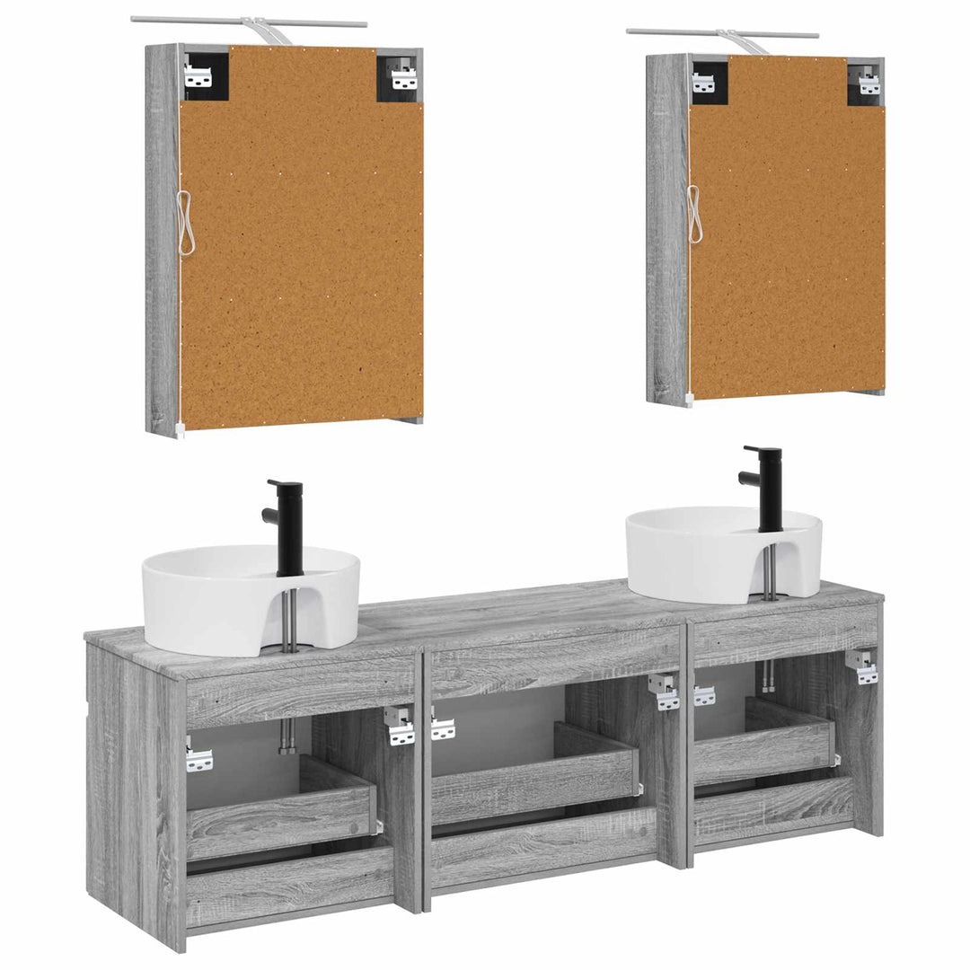 Badeværelsesskabsæt 5 pcs Grå Sonoma 50 x 14,5 x 70 cm