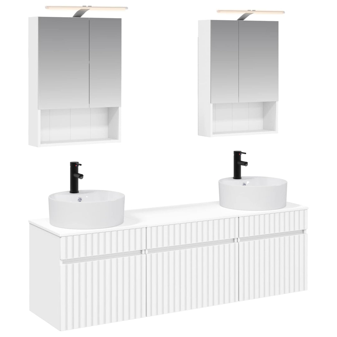 Badeværelsesskabsæt 5 pcs Hvid 50 x 14,5 x 70 cm