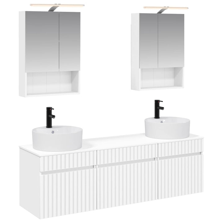 Badeværelsesskabsæt 5 pcs Hvid 50 x 14,5 x 70 cm
