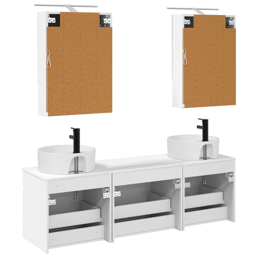 Badeværelsesskabsæt 5 pcs Hvid 50 x 14,5 x 70 cm
