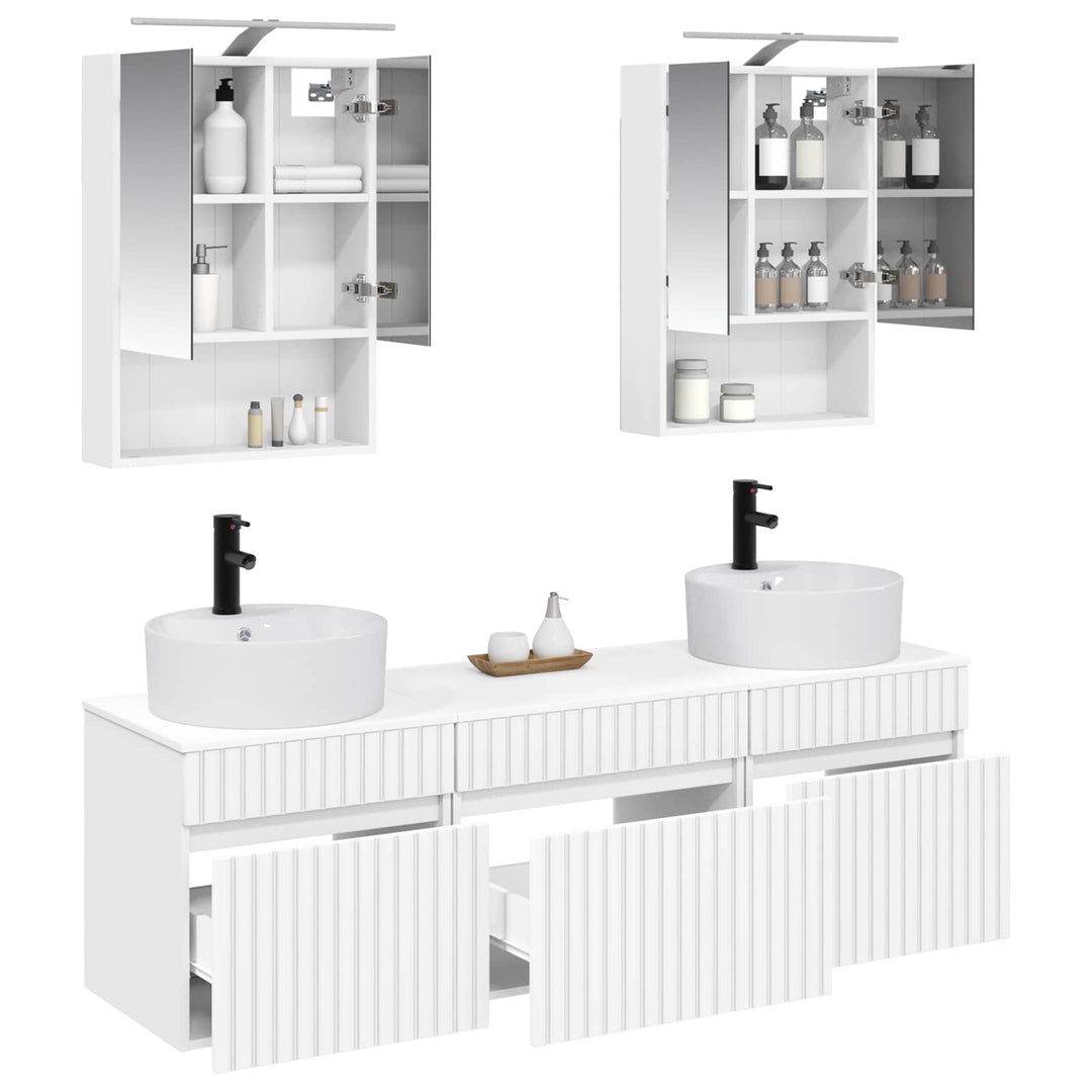 Badeværelsesskabsæt 5 pcs Hvid 50 x 14,5 x 70 cm