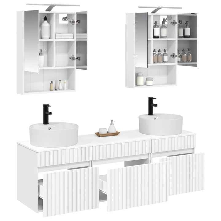 Badeværelsesskabsæt 5 pcs Hvid 50 x 14,5 x 70 cm