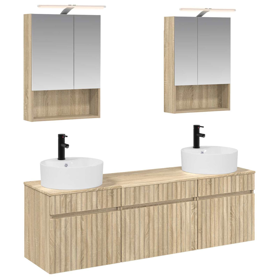 Badeværelsesskabsæt 5 pcs Sonoma-eg 50 x 14,5 x 70 cm