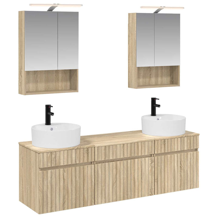 Badeværelsesskabsæt 5 pcs Sonoma-eg 50 x 14,5 x 70 cm